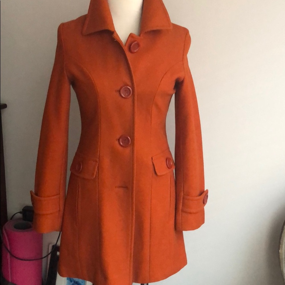 Orange pea coat